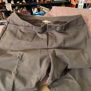 Grey cotton slacks with pockets, some stretch